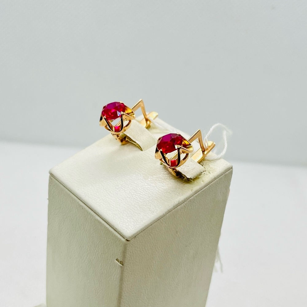 СКМ583 СЕРЬГИ С КАМНЕМ (Au 583)