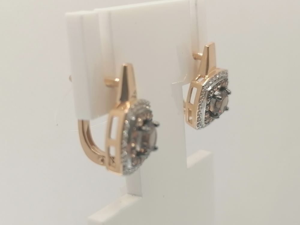 СЕРЬГИ РАУХ-ТОПАЗ с камнями (Au 585)