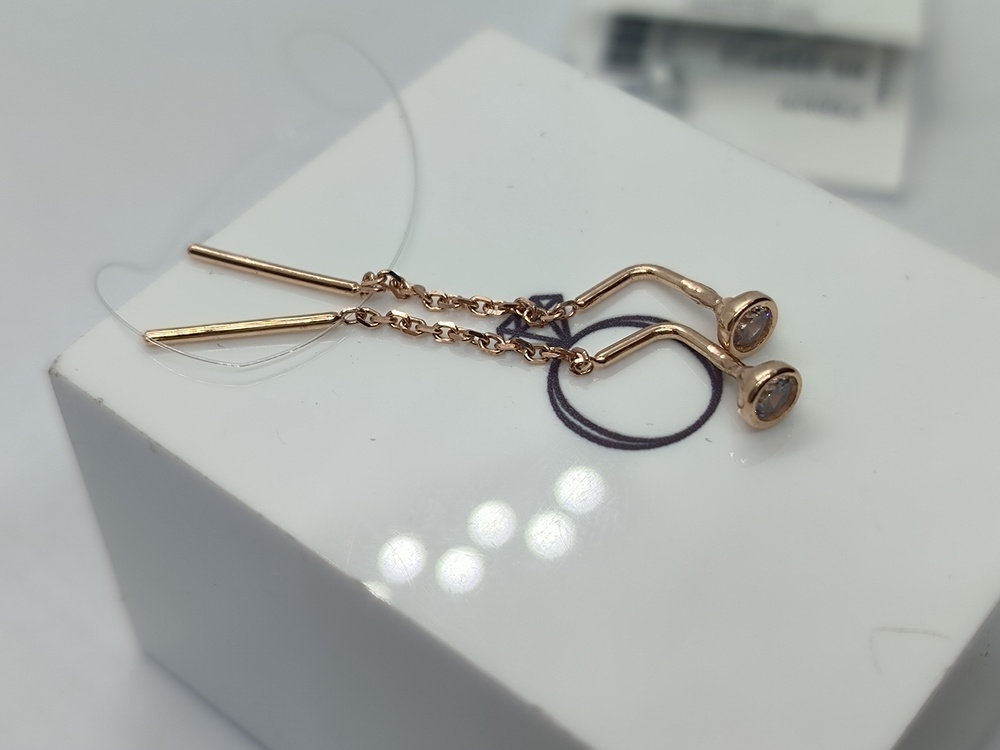 СЕРЬГИ ПРОДЕВКИ с камнем (Au 585)