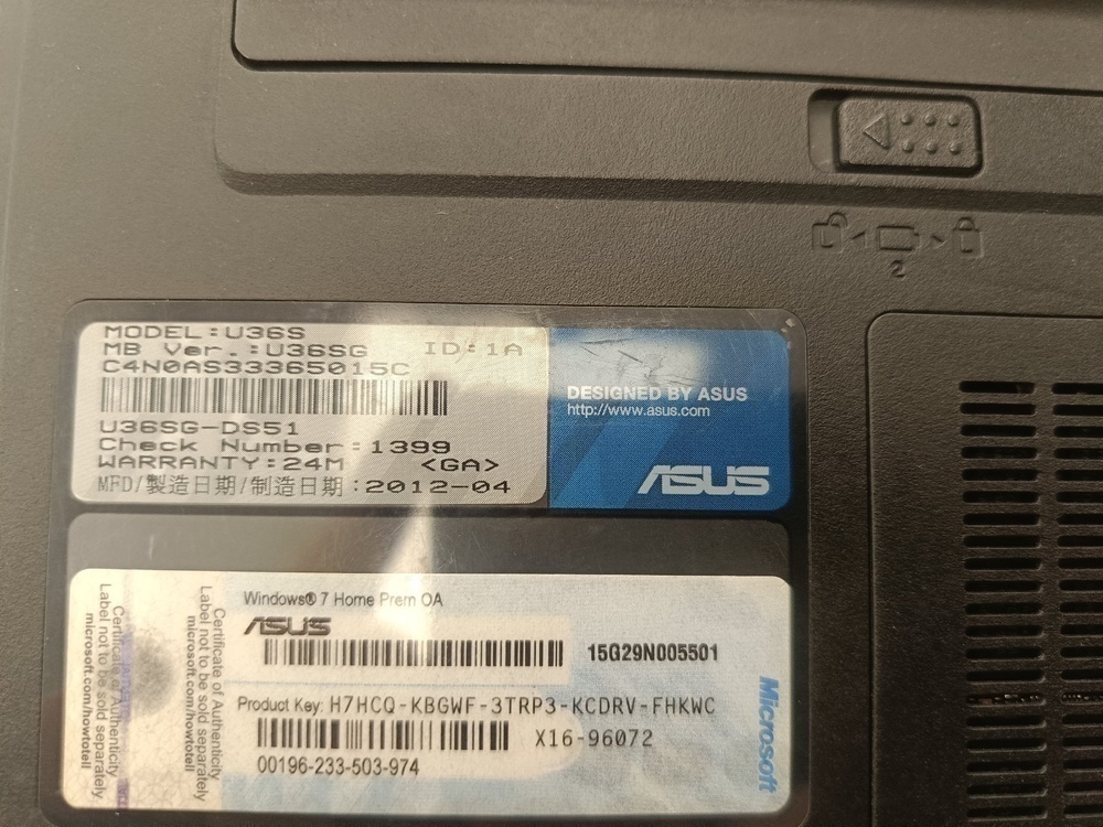 Ноутбук ASUS U36S; Core i5-2450M, GeForce 610M, 12 Гб, Нет, 500 Гб