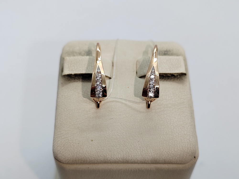 СЕРЬГИ ПЕТЕЛЬКА с камнями (Au 585)