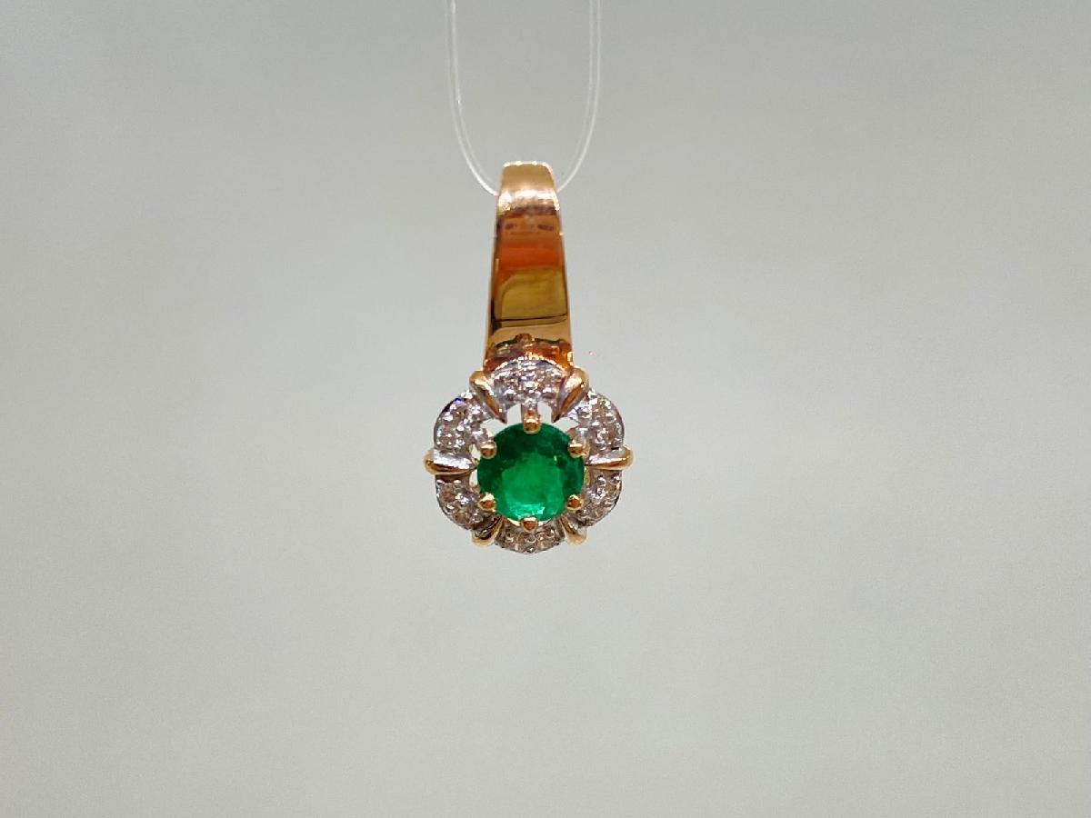 ПОДВЕСКА Бриллиант, изумруд (Au 585)