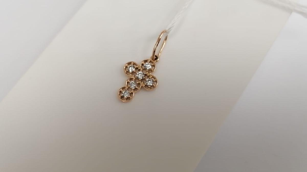 ПОДВЕСКА КРЕСТ С КАМНЯМИ (Au 585)