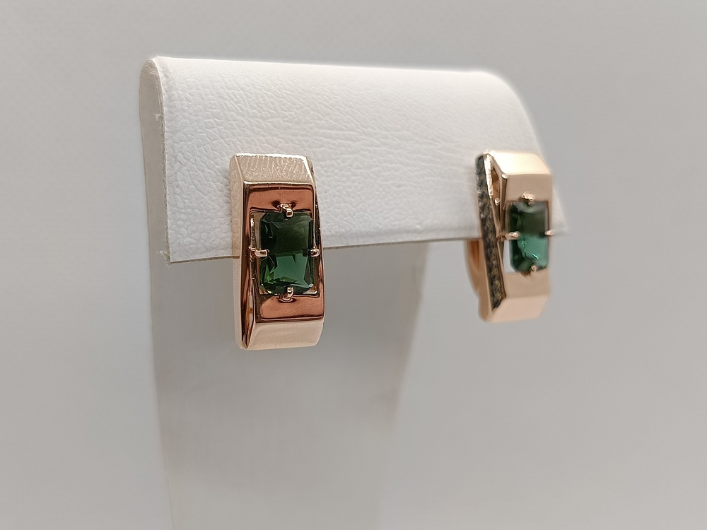 СЕРЬГИ ТУРМАЛИН с камнями (Au 585)