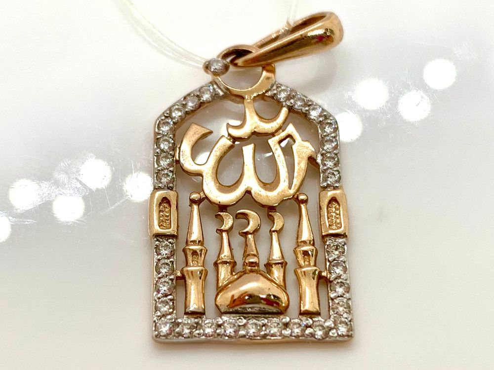 3-029 ПОДВЕСКА МЕЧЕТЬ с камнями (Au 585)