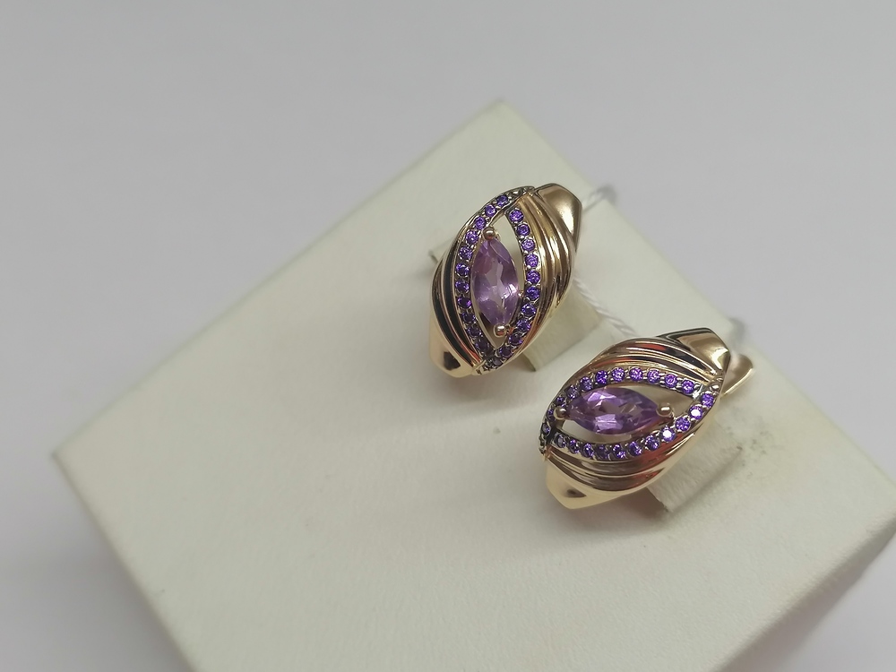 СКМИ585 СЕРЬГИ С КАМНЯМИ (Au 585)