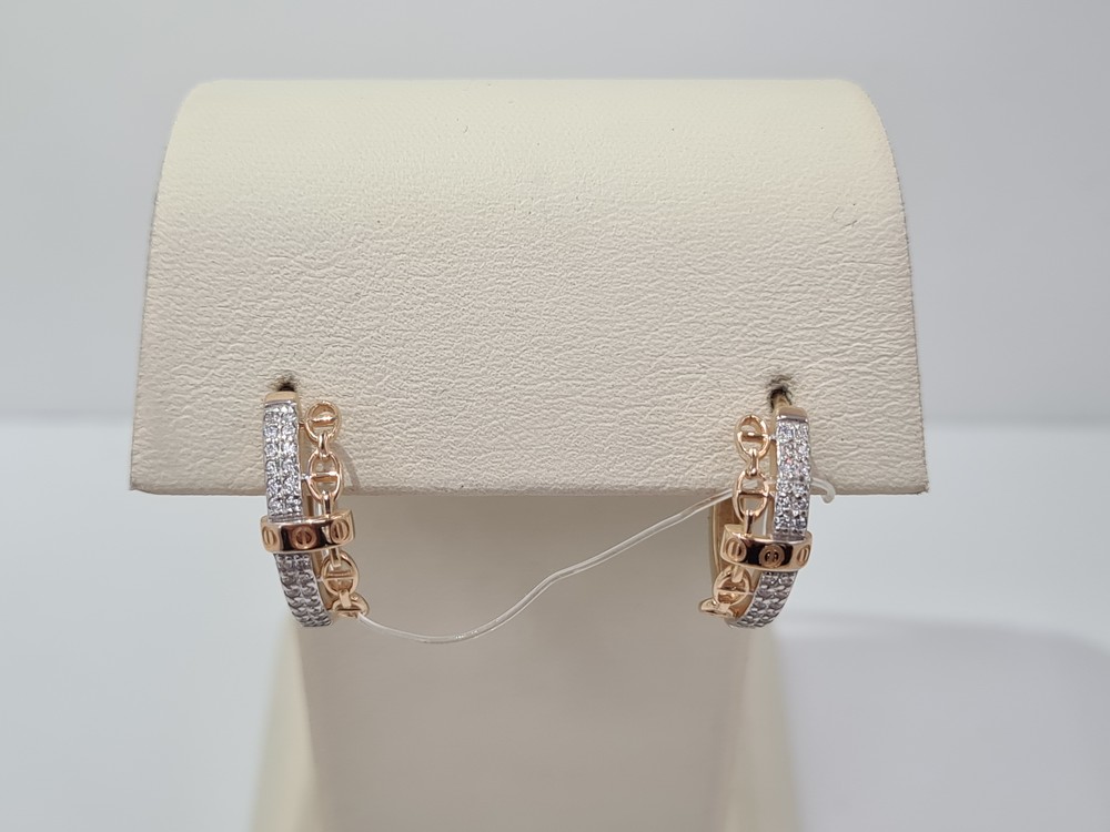 СЕРЬГИ КОЛЬЦА с камнями (Au 585)