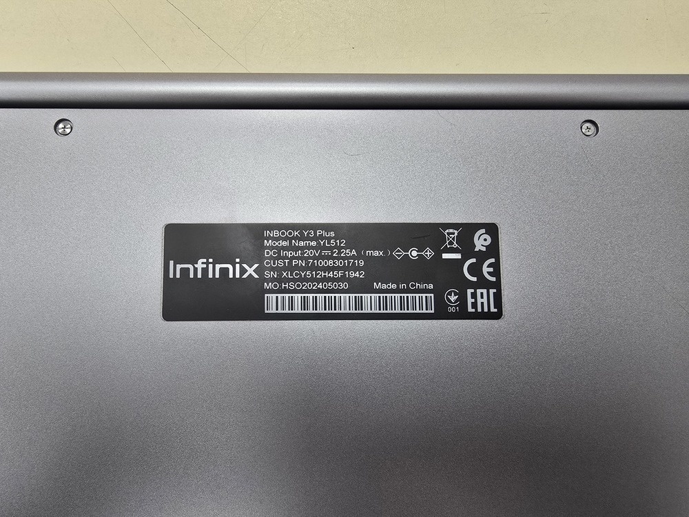 Ноутбук Infinix Y3 Plus; Core i3-1215U, Intel UHD Graphics, 16 Гб, 500 Гб, Нет
