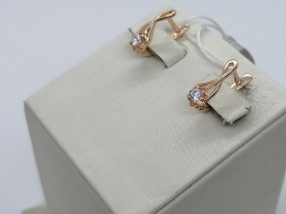 СКМ585 СЕРЬГИ С КАМНЕМ (Au 585)