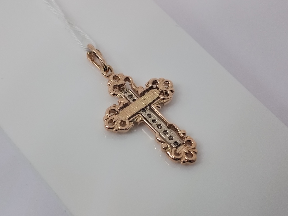 ПОДККИ585 ПОДВЕСКА КРЕСТ С КАМНЯМИ (Au 585)