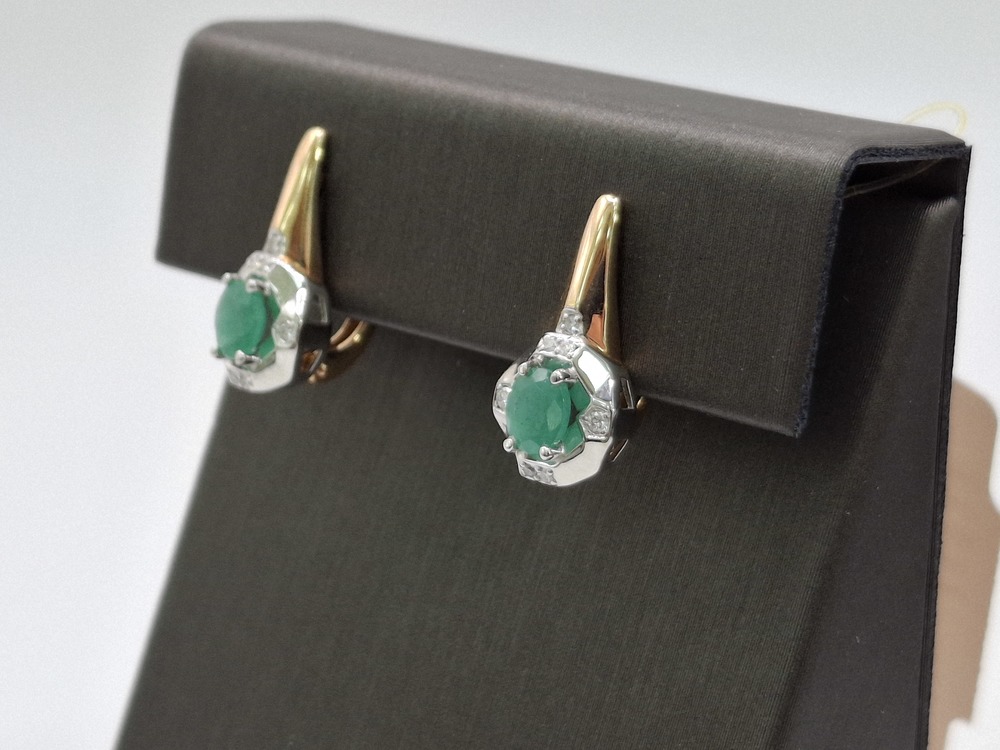 СЕРЬГИ Бриллиант, изумруд (Au 585)