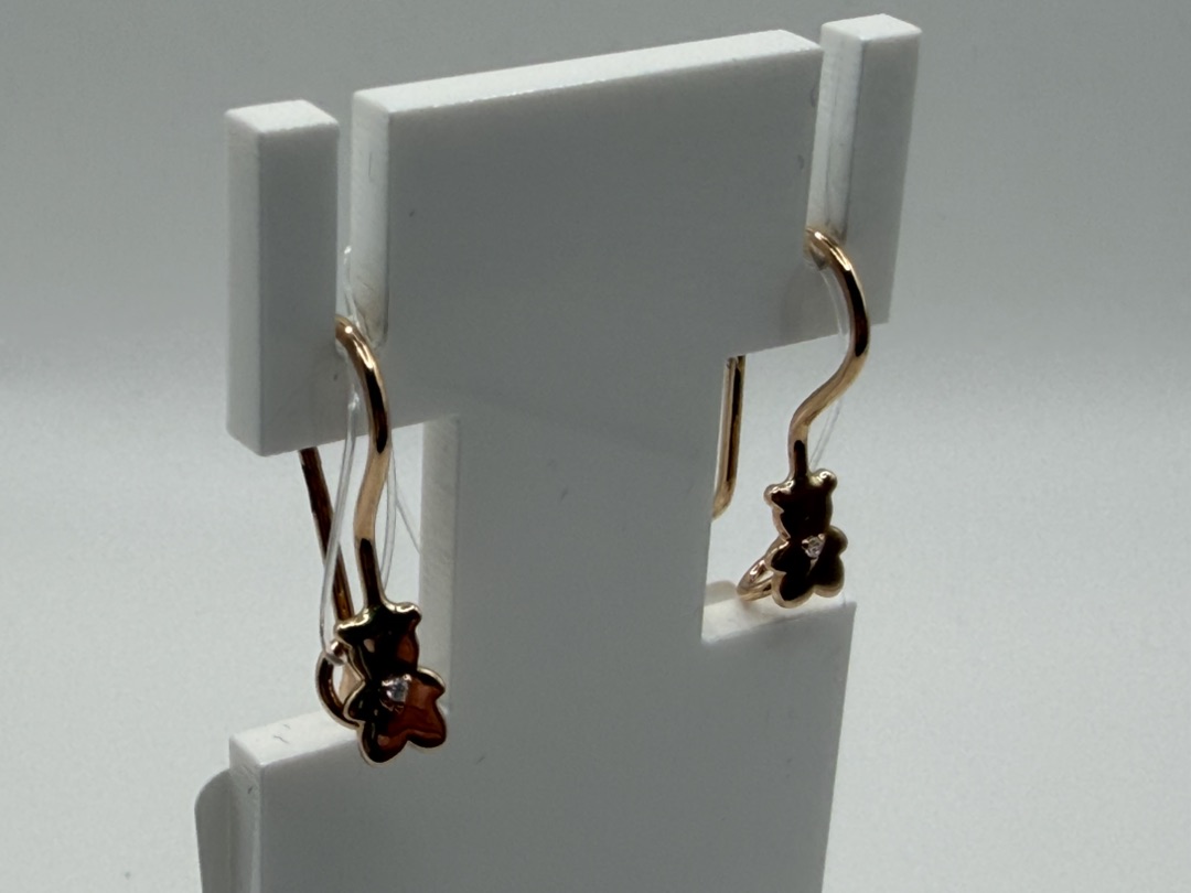 СЕРЬГИ ПЕТЕЛЬКА с камнем (Au 585)