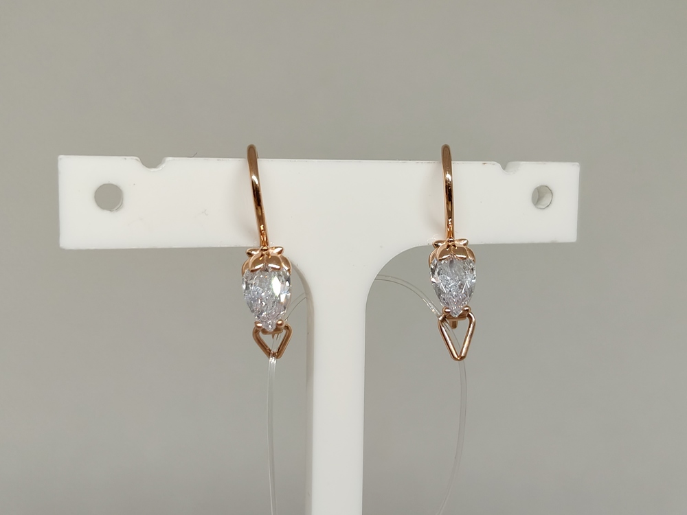 СЕРЬГИ ПЕТЕЛЬКА с камнем (Au 585)