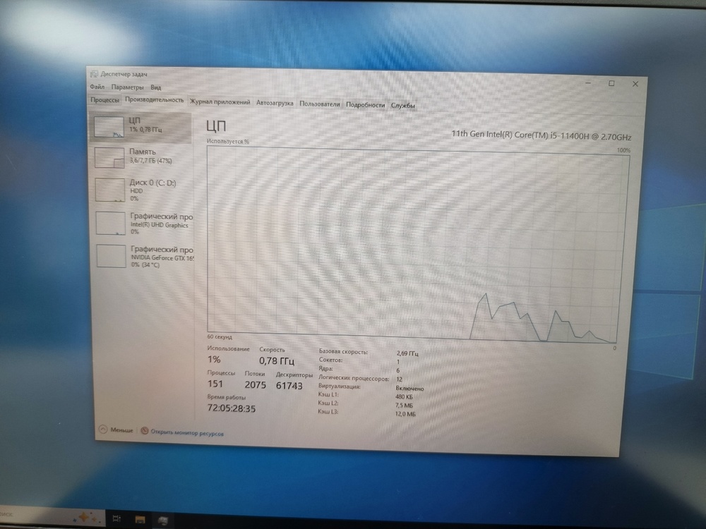 Ноутбук MSI;  Core I5-11400H, GeForce GTX 1650, 8 Гб, 500 Гб, Нет