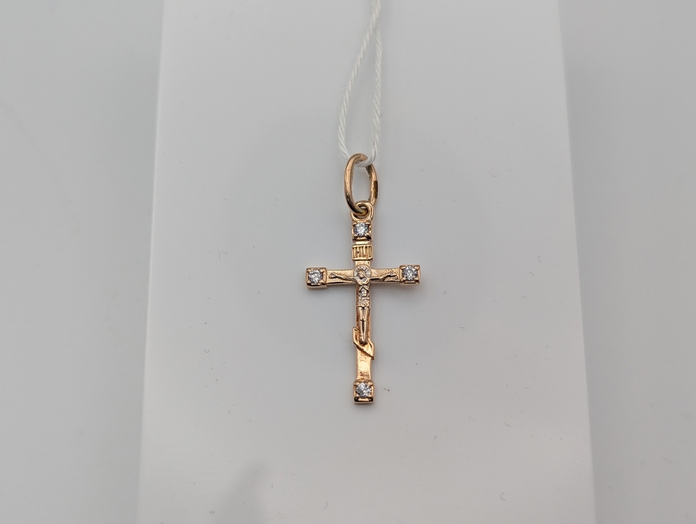 ПОДККИ585 ПОДВЕСКА КРЕСТ С КАМНЯМИ (Au 585)