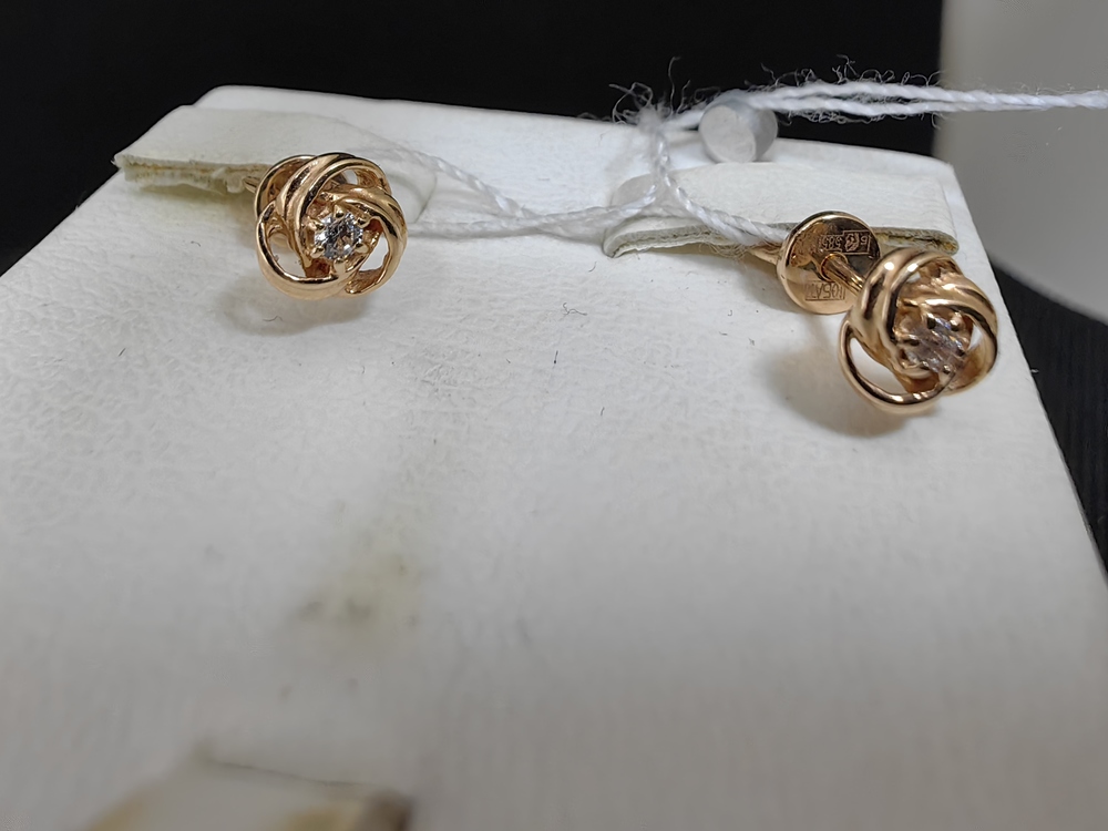 СЕРЬГИ ПУСЕТЫ с камнем (Au 585)