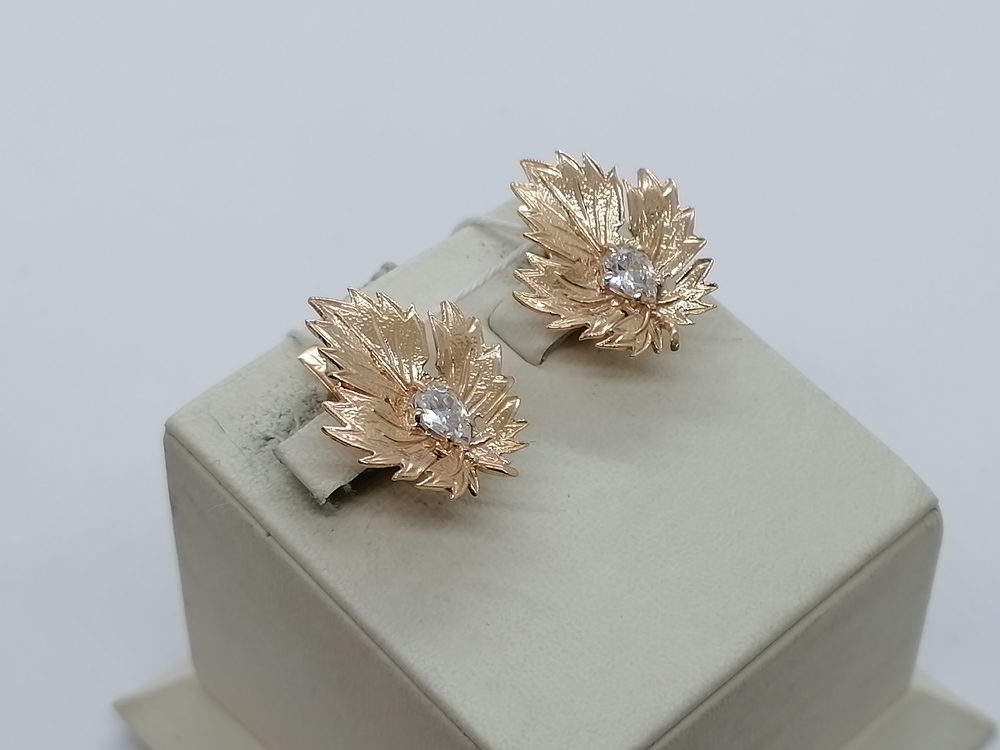 СКМ585 СЕРЬГИ С КАМНЕМ (Au 585)