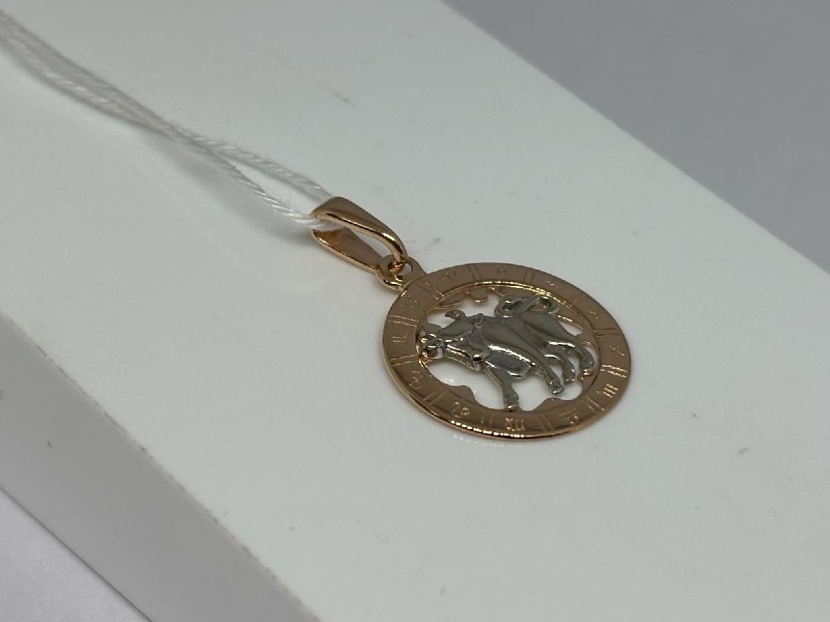 ПОДЗЗТ585 ПОДВЕСКА ЗНАК ЗОДИАКА ТЕЛЕЦ (Au 585)