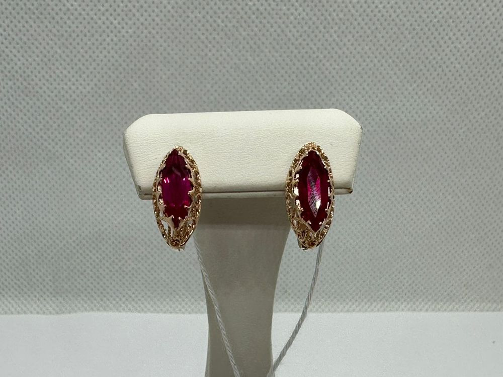 СКМ585 СЕРЬГИ С КАМНЕМ (Au 585)