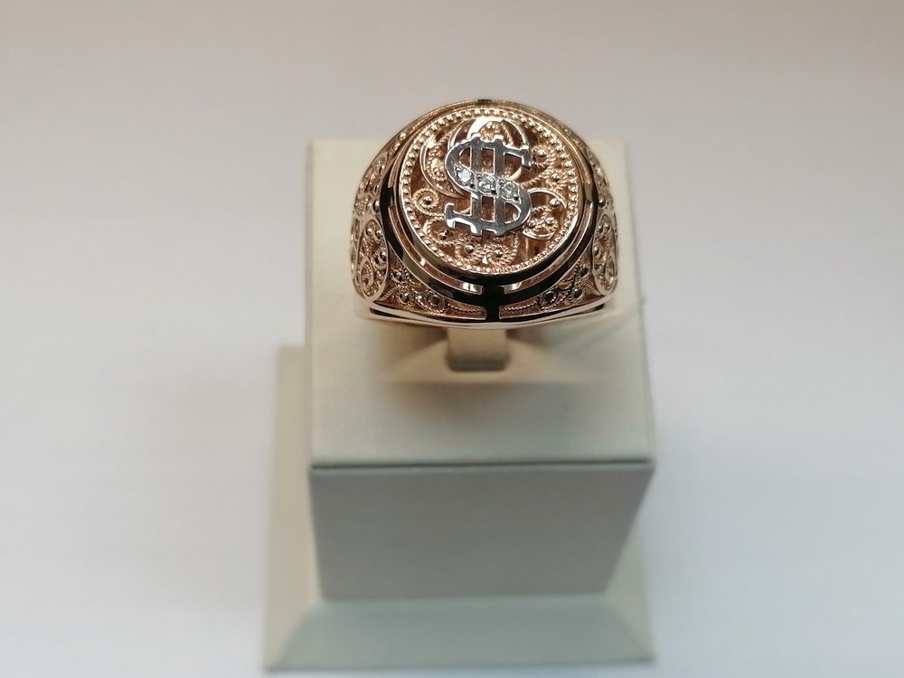 КОЛЬЦО ПЕЧАТКА с камнями (Au 585)