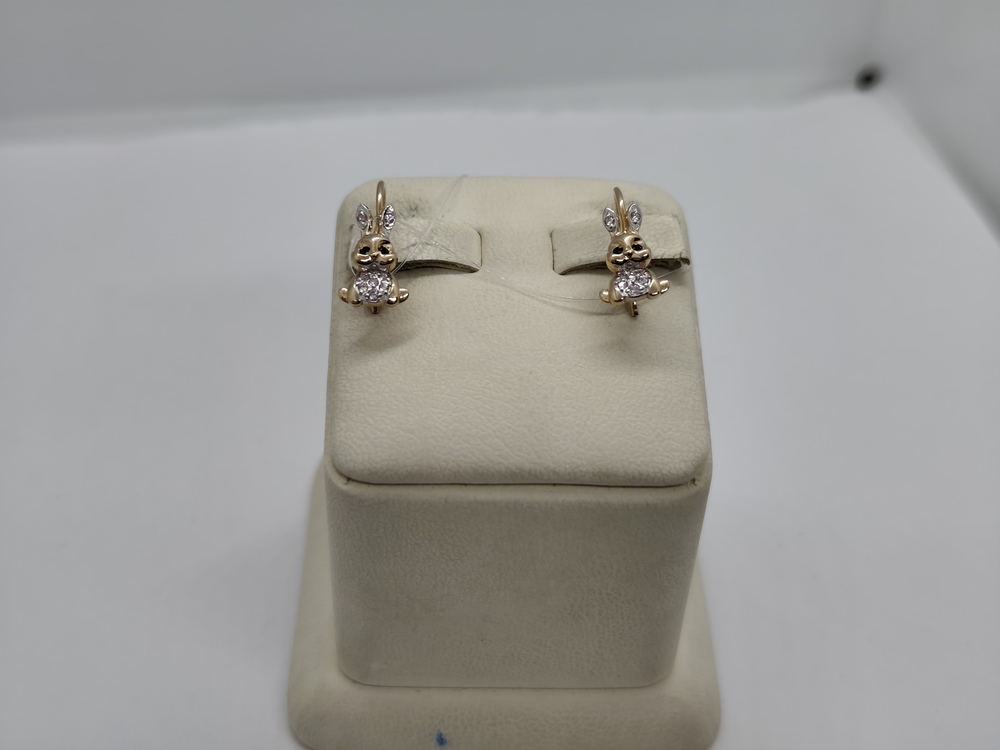 СЕРЬГИ ПЕТЕЛЬКА с камнями (Au 585)