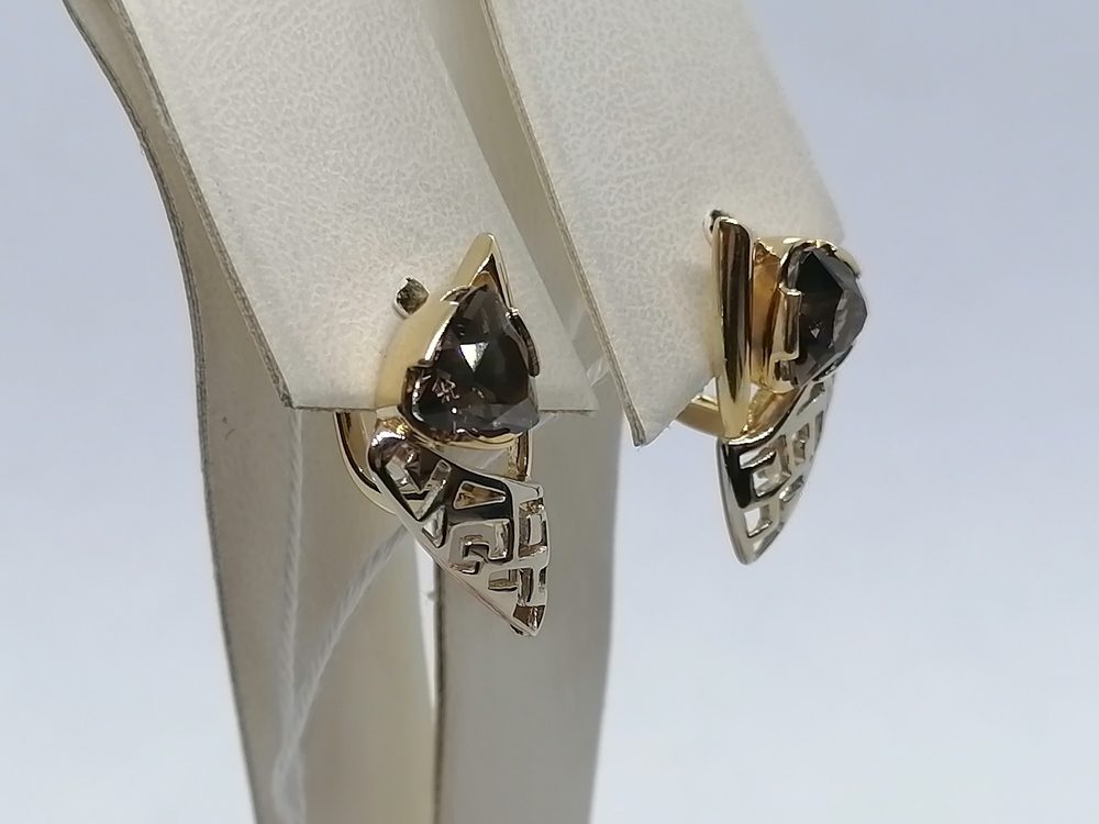 СКМ750 СЕРЬГИ С КАМНЕМ (Au 750)