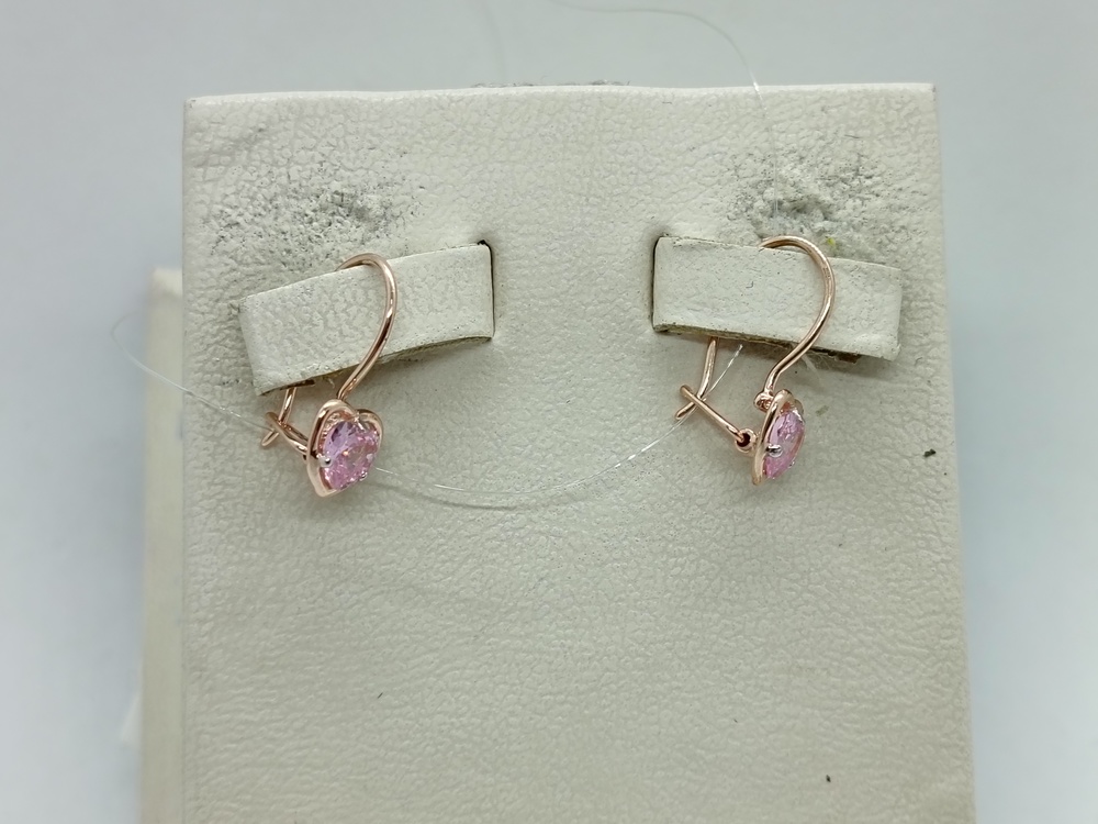 СЕРЬГИ ПЕТЕЛЬКА с камнем (Au 585)