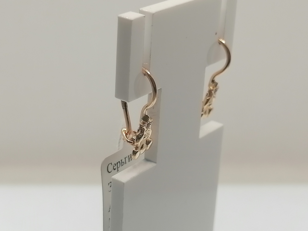 СЕРЬГИ ПЕТЕЛЬКА с камнем (Au 585)