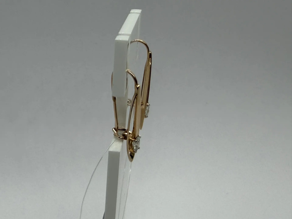 СЕРЬГИ ПЕТЕЛЬКА с камнем (Au 585)