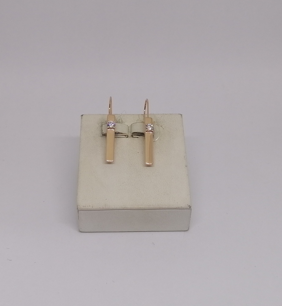 СЕРЬГИ ПЕТЕЛЬКА с камнем (Au 585)