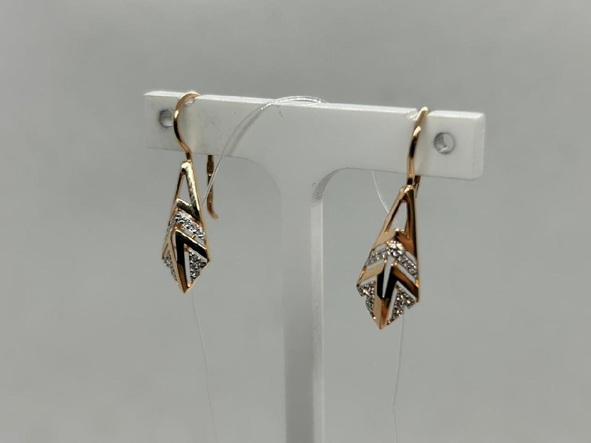 СЕРЬГИ ПЕТЕЛЬКА с камнями (Au 585)