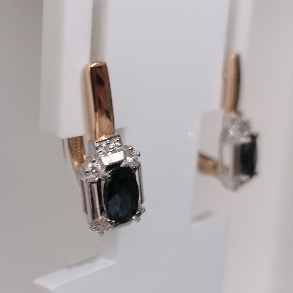 СЕРЬГИ Бриллиант, сапфир (Au 585)