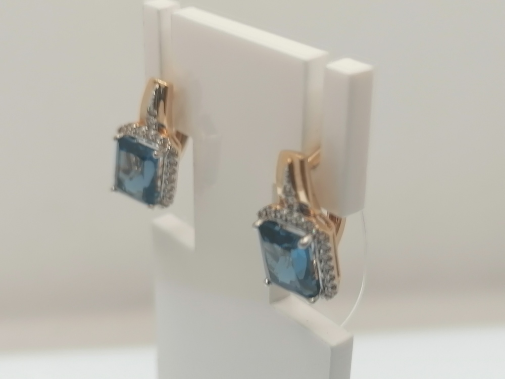 СЕРЬГИ ЛОНДОН-ТОПАЗ с камнями (Au 585)