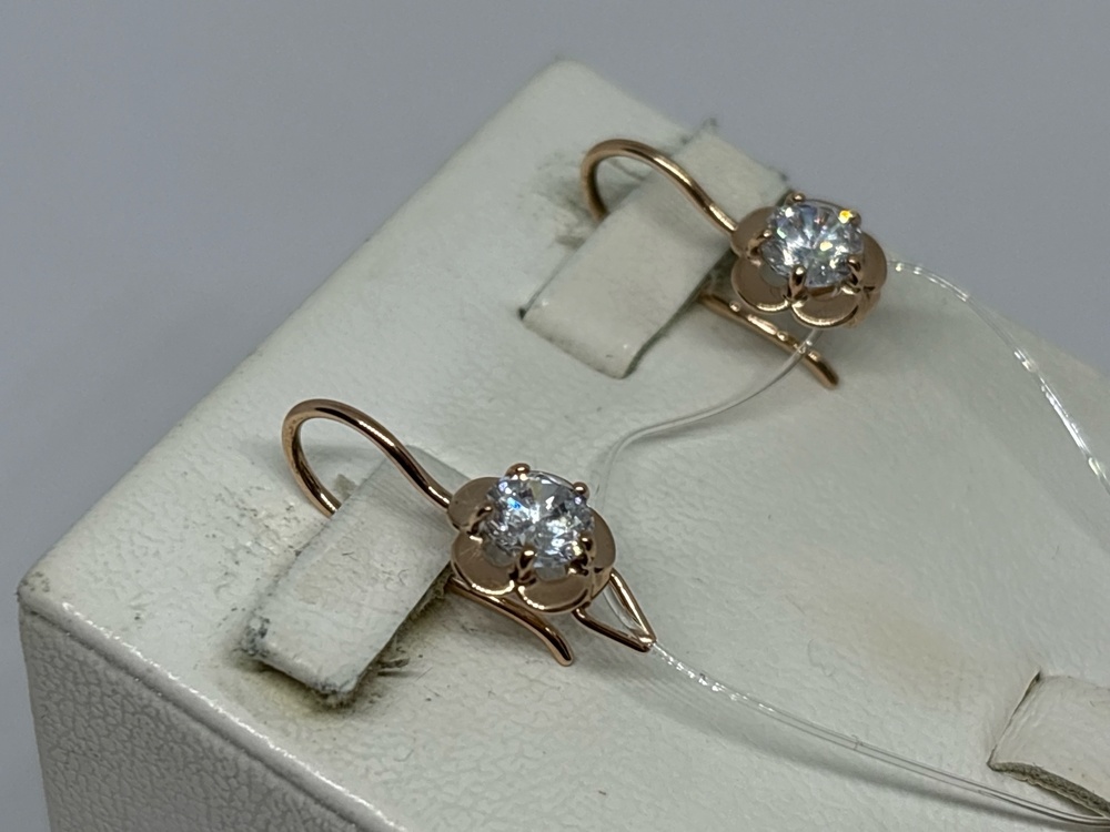 СЕРЬГИ ПЕТЕЛЬКА с камнем (Au 585)