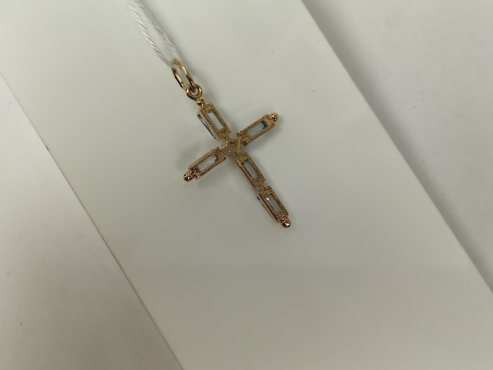 ПОДВЕСКА КРЕСТ С КАМНЯМИ (Au 585)