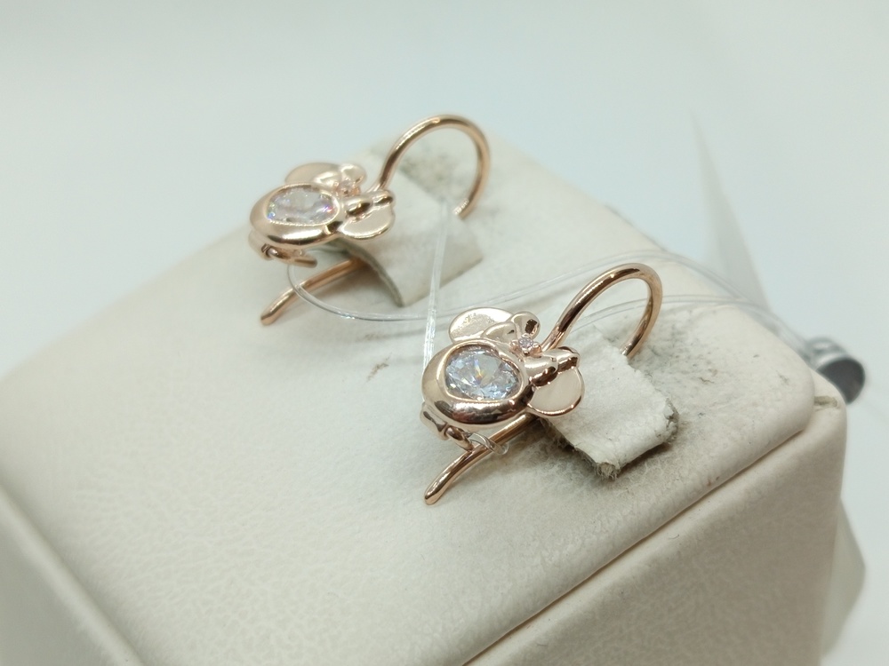 СЕРЬГИ ПЕТЕЛЬКА с камнем (Au 585)