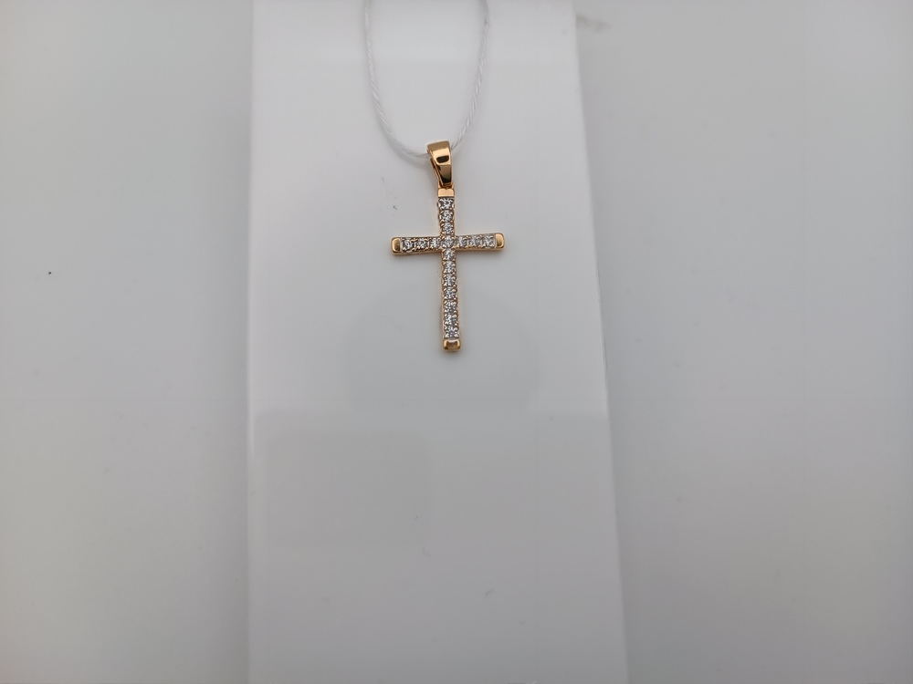 ПОДККИ585 ПОДВЕСКА КРЕСТ С КАМНЯМИ (Au 585)