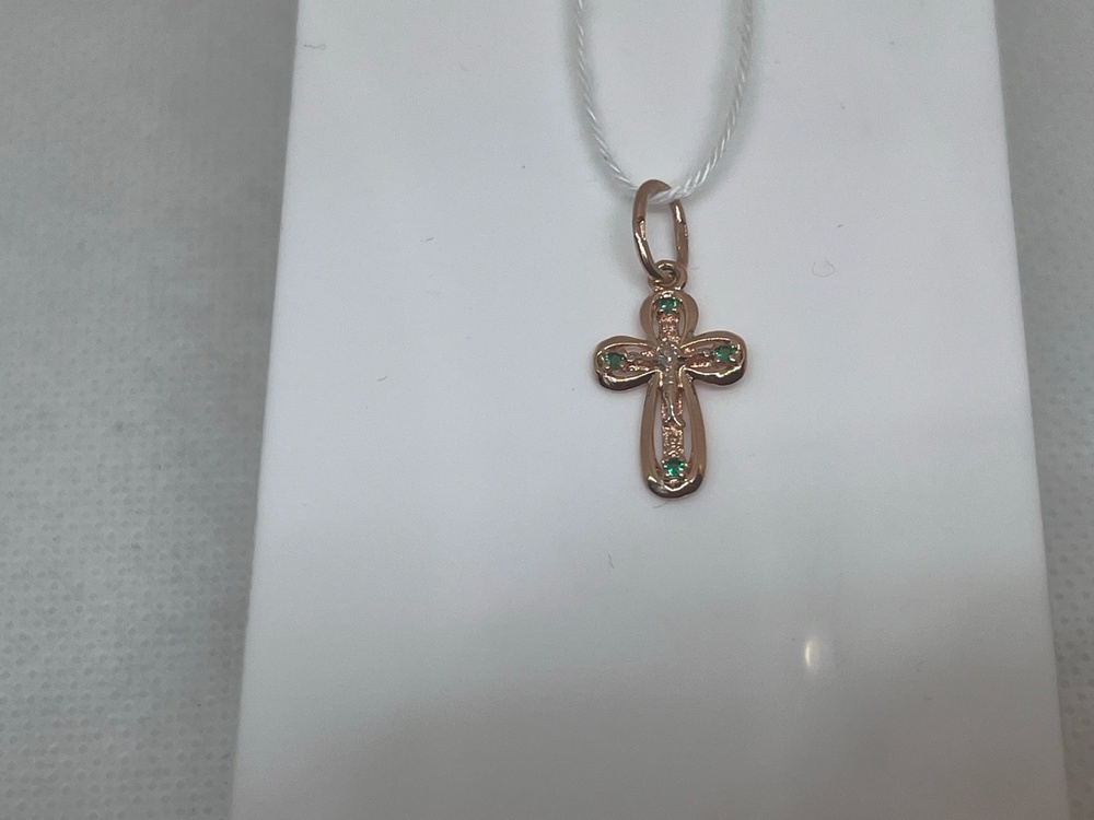 ПОДВЕСКА КРЕСТ С КАМНЯМИ (Au 585)