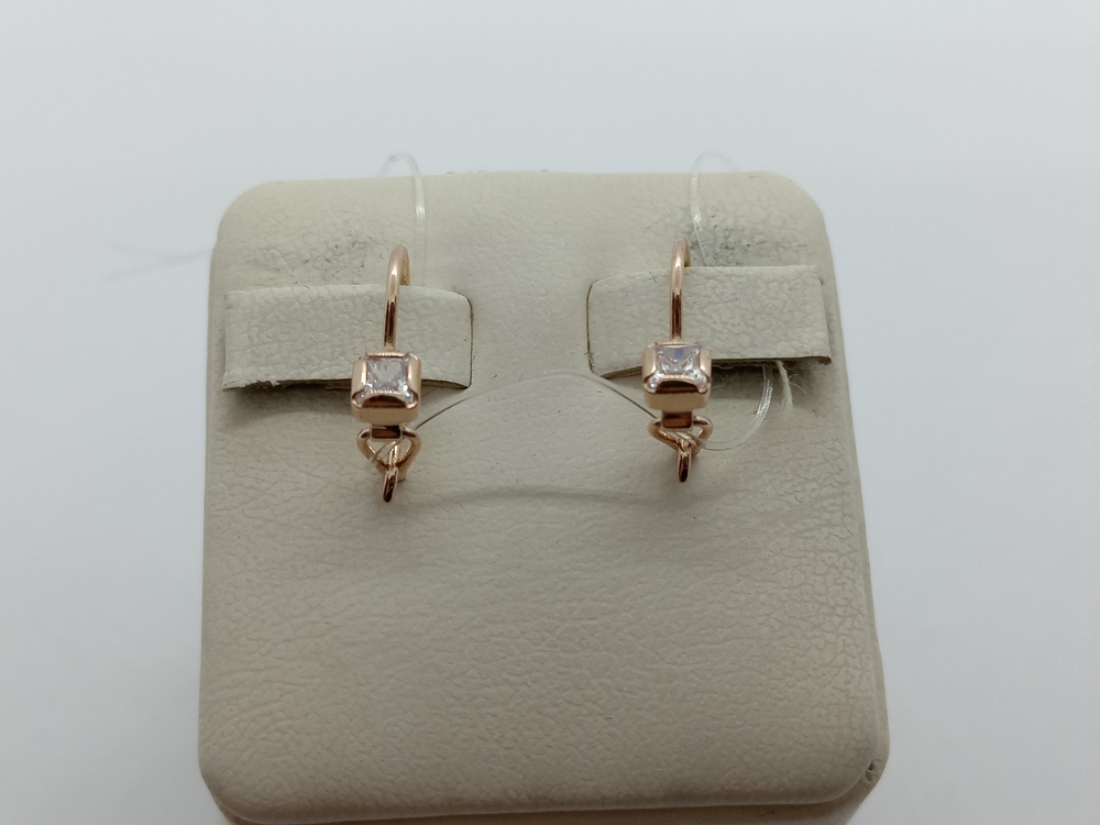 СЕРЬГИ ПЕТЕЛЬКА с камнем (Au 585)