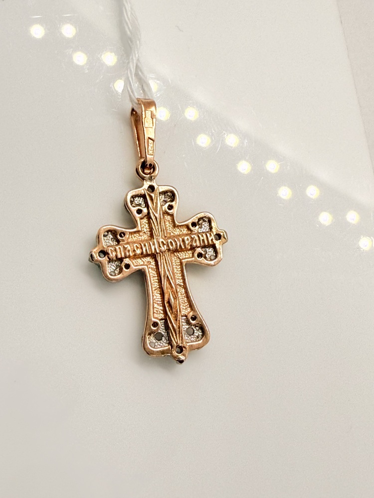 ПОДККИ585 ПОДВЕСКА КРЕСТ С КАМНЯМИ (Au 585)
