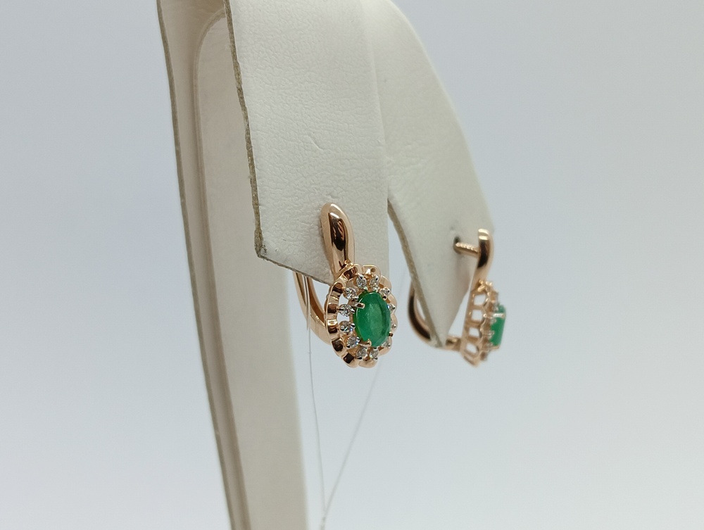 СЕРЬГИ Бриллиант, изумруд (Au 585)