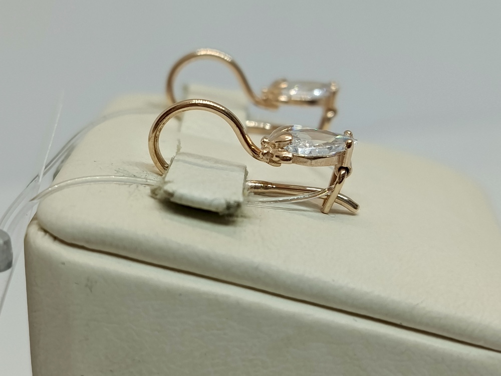 СЕРЬГИ ПЕТЕЛЬКА с камнем (Au 585)