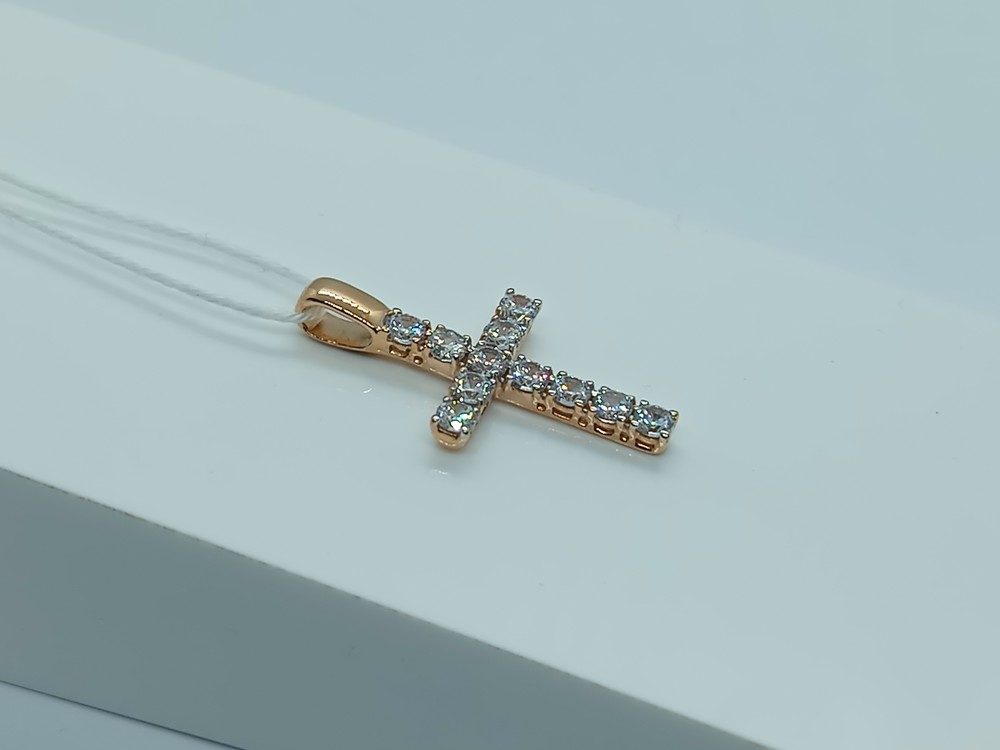 ПОДККИ585 ПОДВЕСКА КРЕСТ С КАМНЯМИ (Au 585) ПОДККИ585 ПОДВЕСКА КРЕСТ С КАМНЯМИ (Au 585)