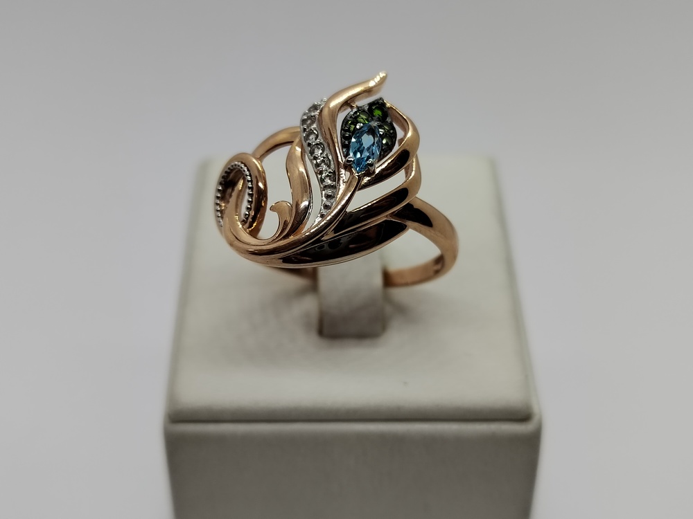 КОЛЬЦО С КАМНЯМИ (Au 585)