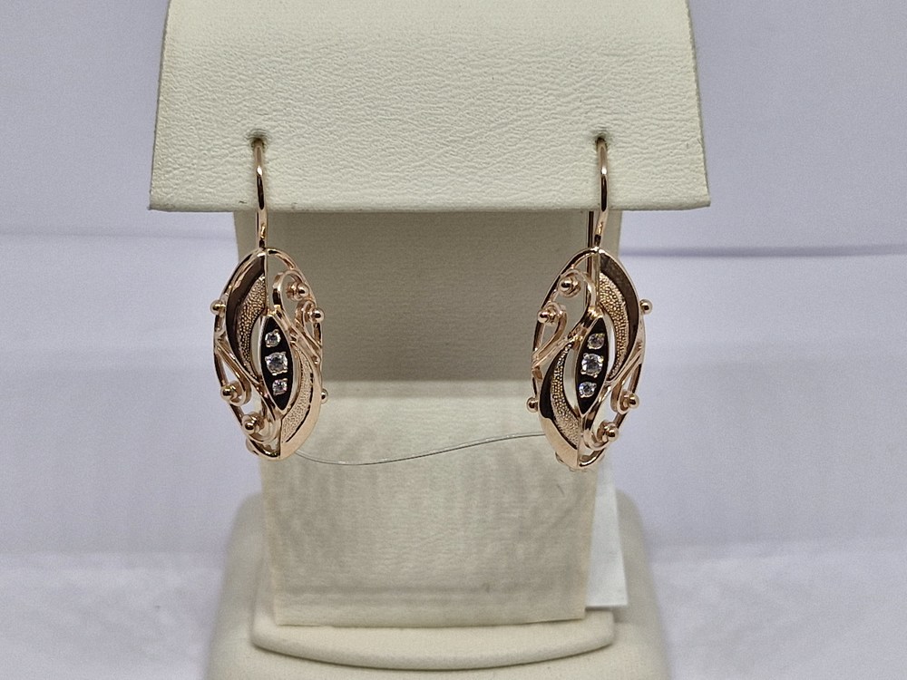 СЕРЬГИ ПЕТЕЛЬКА с камнями (Au 585)