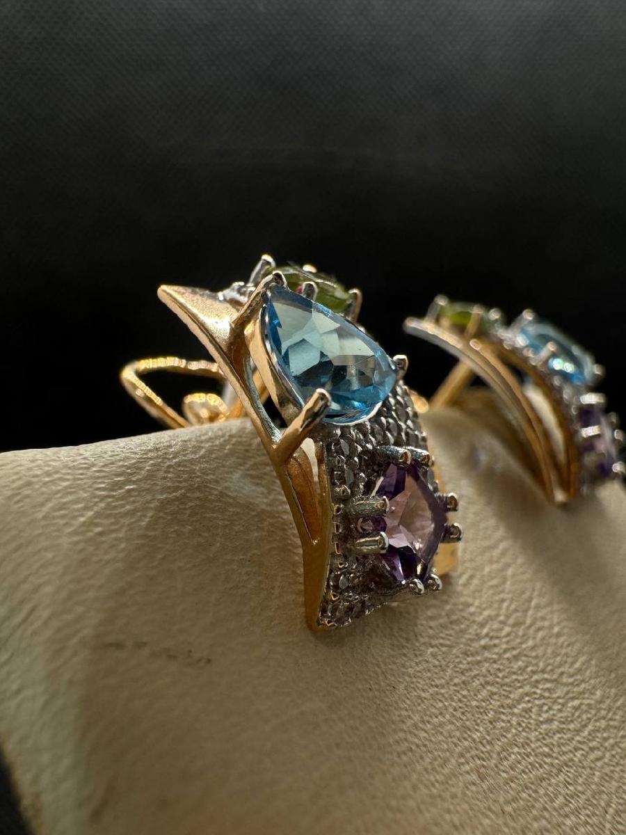 СКМИ585 СЕРЬГИ С КАМНЯМИ (Au 585)