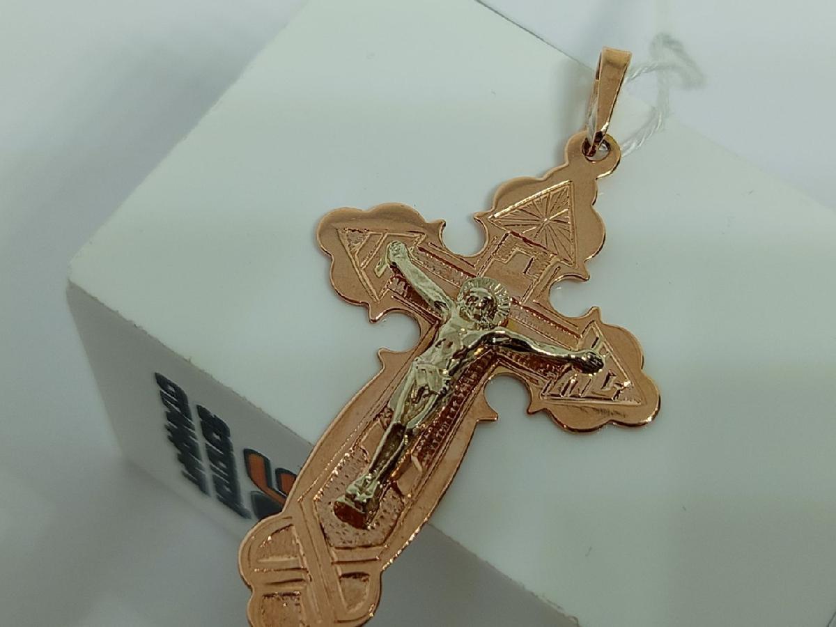 ПОДКБК585 ПОДВЕСКА КРЕСТ БЕЗ КАМНЯ (Au 585)