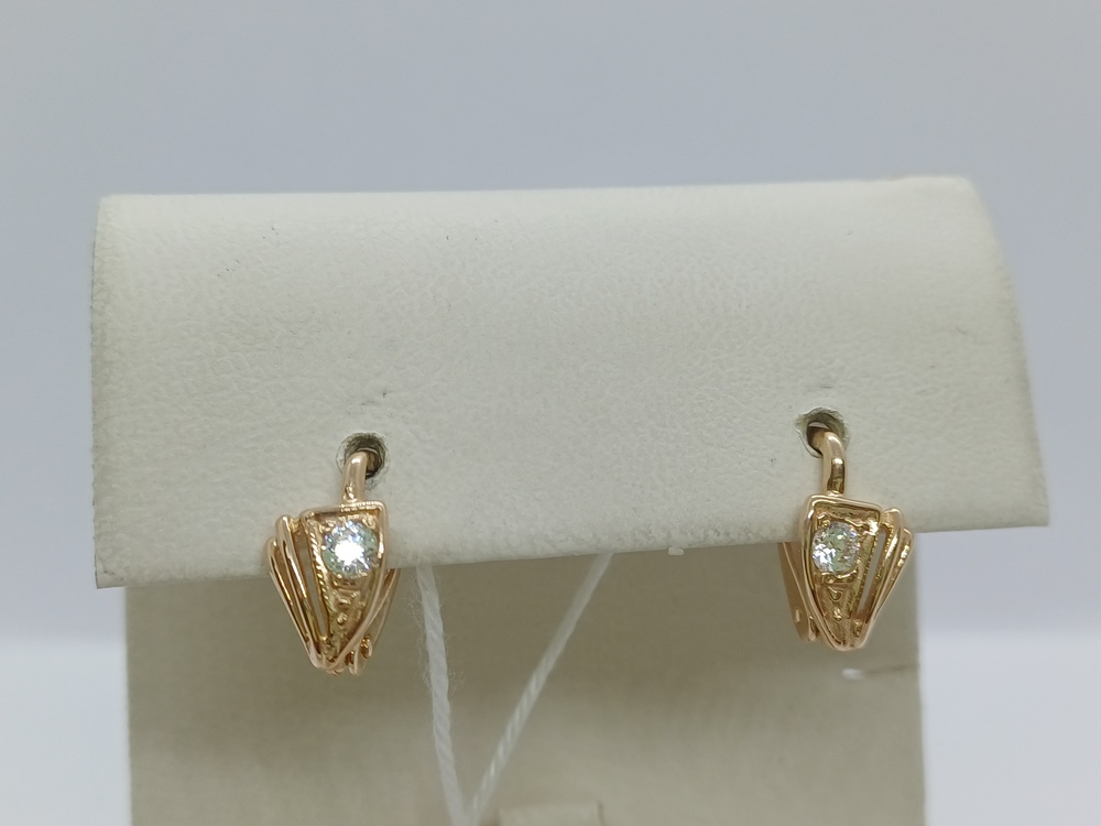 СКМ585 СЕРЬГИ С КАМНЕМ (Au 585)