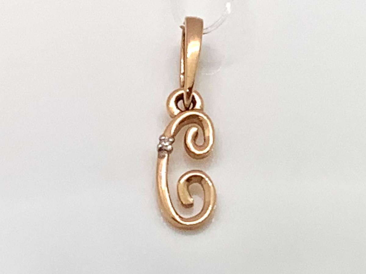 101488-1102 ПОДВЕСКА БУКВА С с камнем (Au 585)