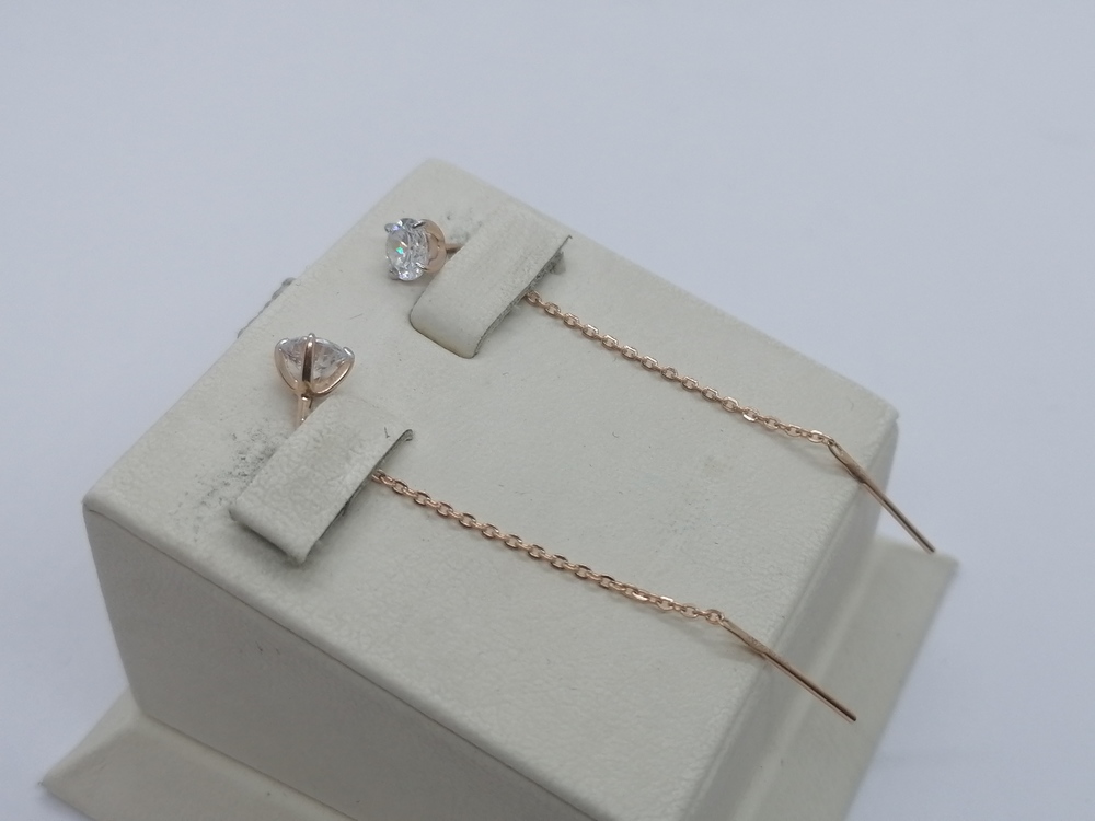 СЕРЬГИ ПРОДЕВКИ с камнем (Au 585)